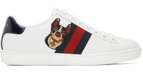 gucci white sneakers dog|white Gucci sneakers for women.